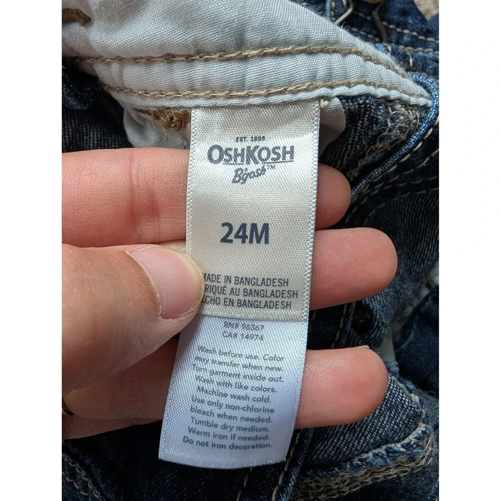 OshKosh B'gosh Boys Denim Short overalls Dark Wash Overalls 24M Classic Country